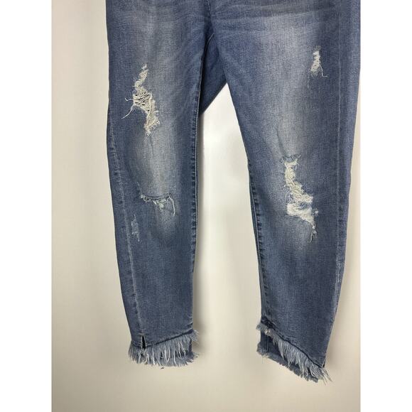 KanCan Distressed Mid Rise Ankle Skinny Jeans Stretch Denim Frayed Hem Size 15 - Picture 6 of 13